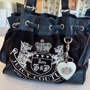 Vintage Juicy Couture Daydreamer Tote | Early–Mid 2000s | Dark Brown Velour